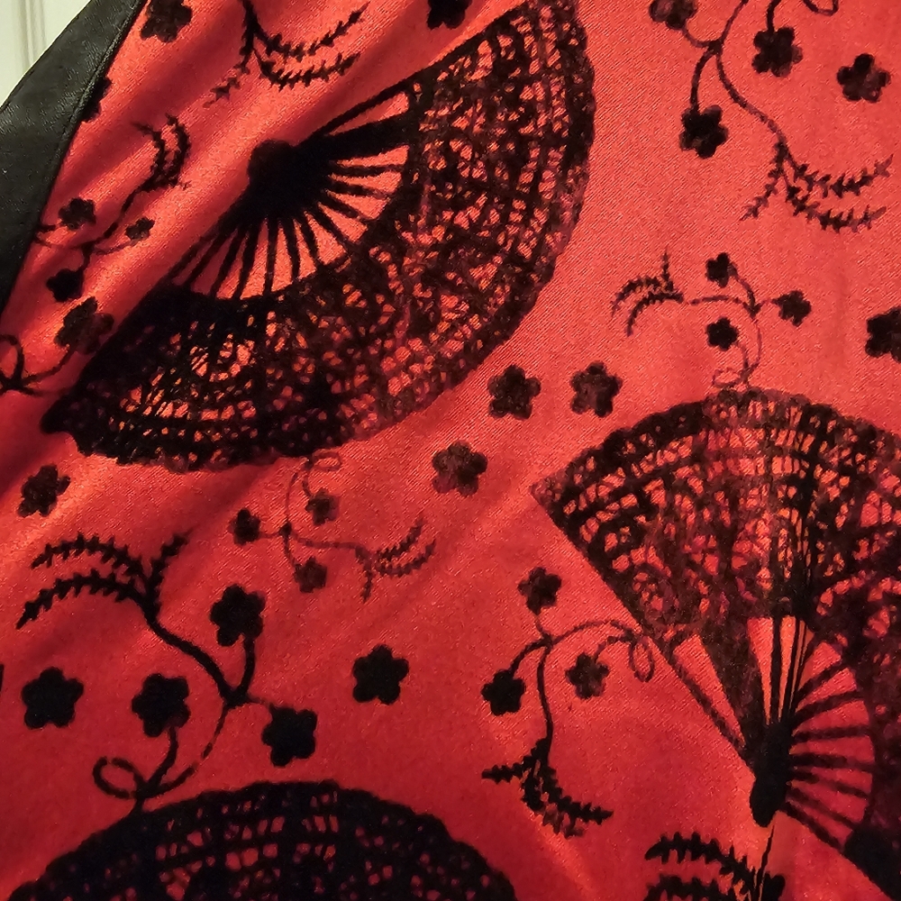 VOODOO VIXEN Red Black Fan Halter Dress Fit & Flare - Rare! - Picture 6 of 8